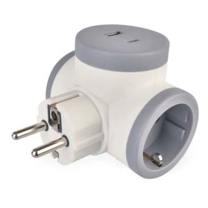 РАЗКЛОНИТЕЛ АДАПТОР 2+1 USB-A SCHUKO EMOS