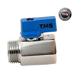 МИНИ КРАН 1/2" МЖ СИНЯ РЪКОХВАТКА ХРОМ СФЕРИЧЕН THS